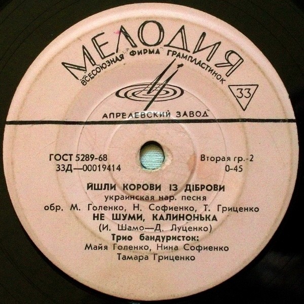 Трио бандуристок: М. Голенко, Н. Софиенко, Т. Гриценко