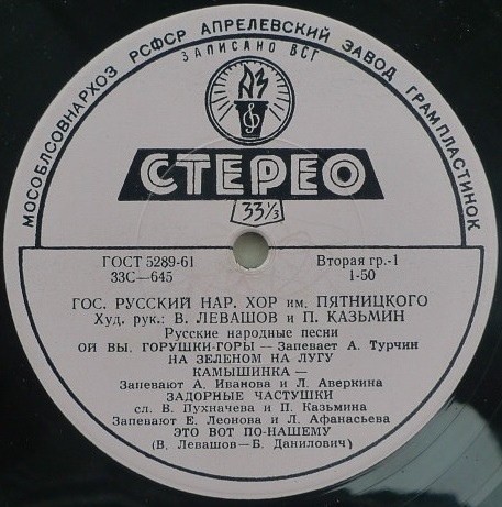 Государственный русский народный хор им. Пятницкого