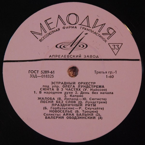 ЭСТРАДНЫЙ ОРКЕСТР п/у О. ЛУНДСТРЕМА