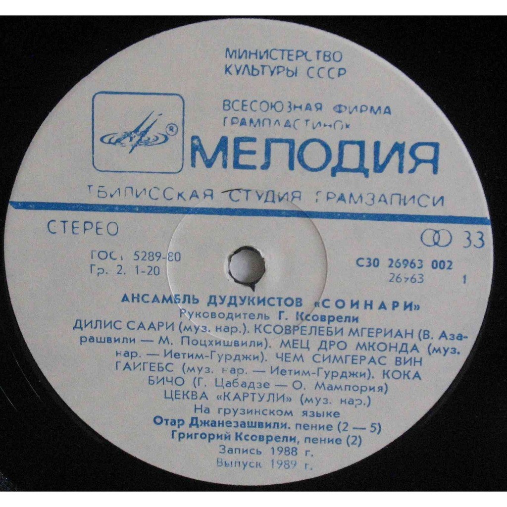 АНСАМБЛЬ ДУДУКИСТОВ «СОИНАРИ», рук. Григорий Ксоврели.