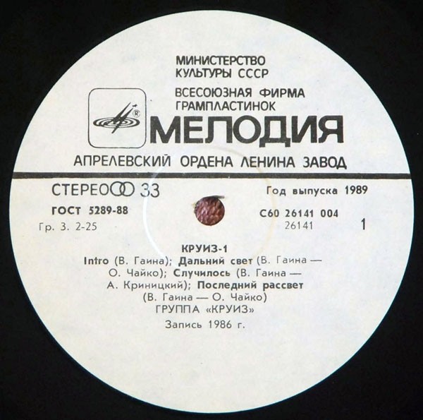 Рок-группа КРУИЗ: «Круиз-1»