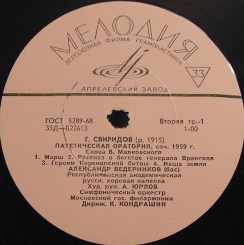 Г. Свиридов. Патетическая оратория