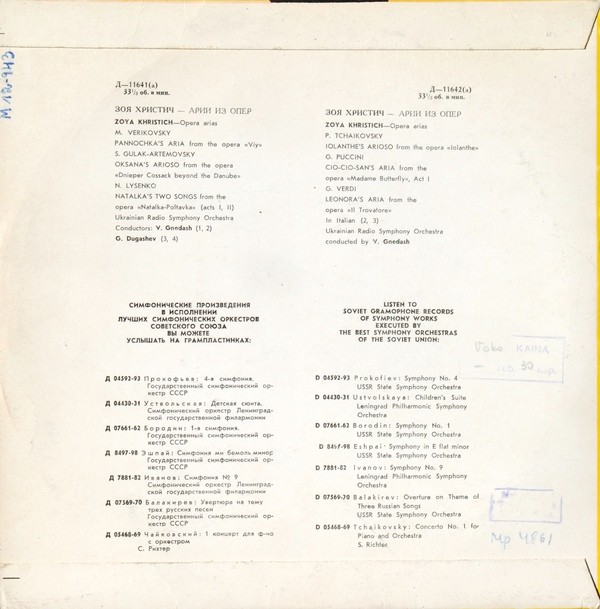 Зоя ХРИСТИЧ. Арии из опер