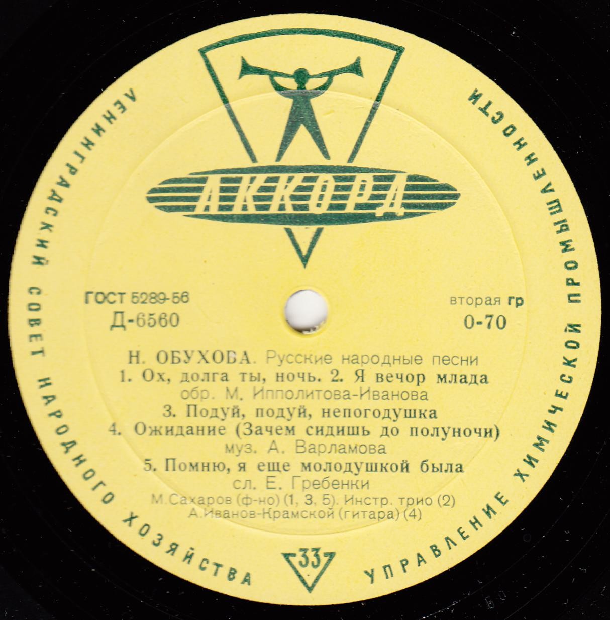 Н. А. Обухова поёт русские народные песни