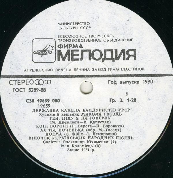 ГОС. КАПЕЛЛА БАНДУРИСТОВ УССР, худ. рук. Николай Гвоздь.