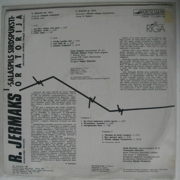 Р. ЕРМАКС (1931): «Живое сердце Саласпилса», оратория