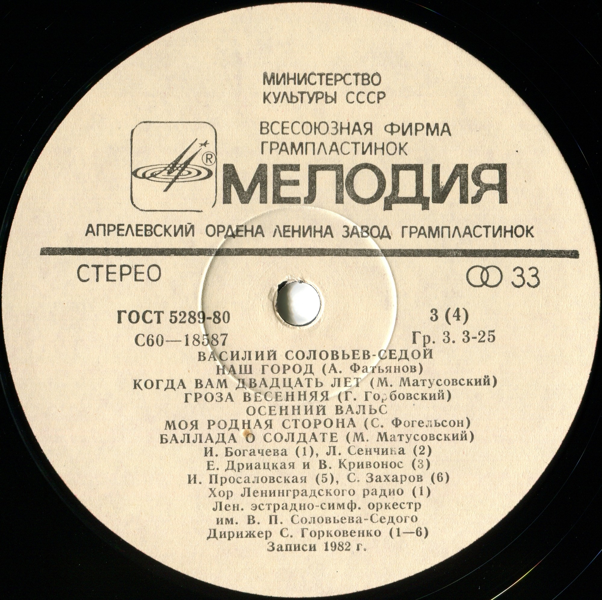 Василий СОЛОВЬЕВ-СЕДОЙ (2-я пластинка)