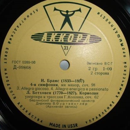 И. Брамс, Л. Бетховен. Дирижирует В. Фуртвенглер