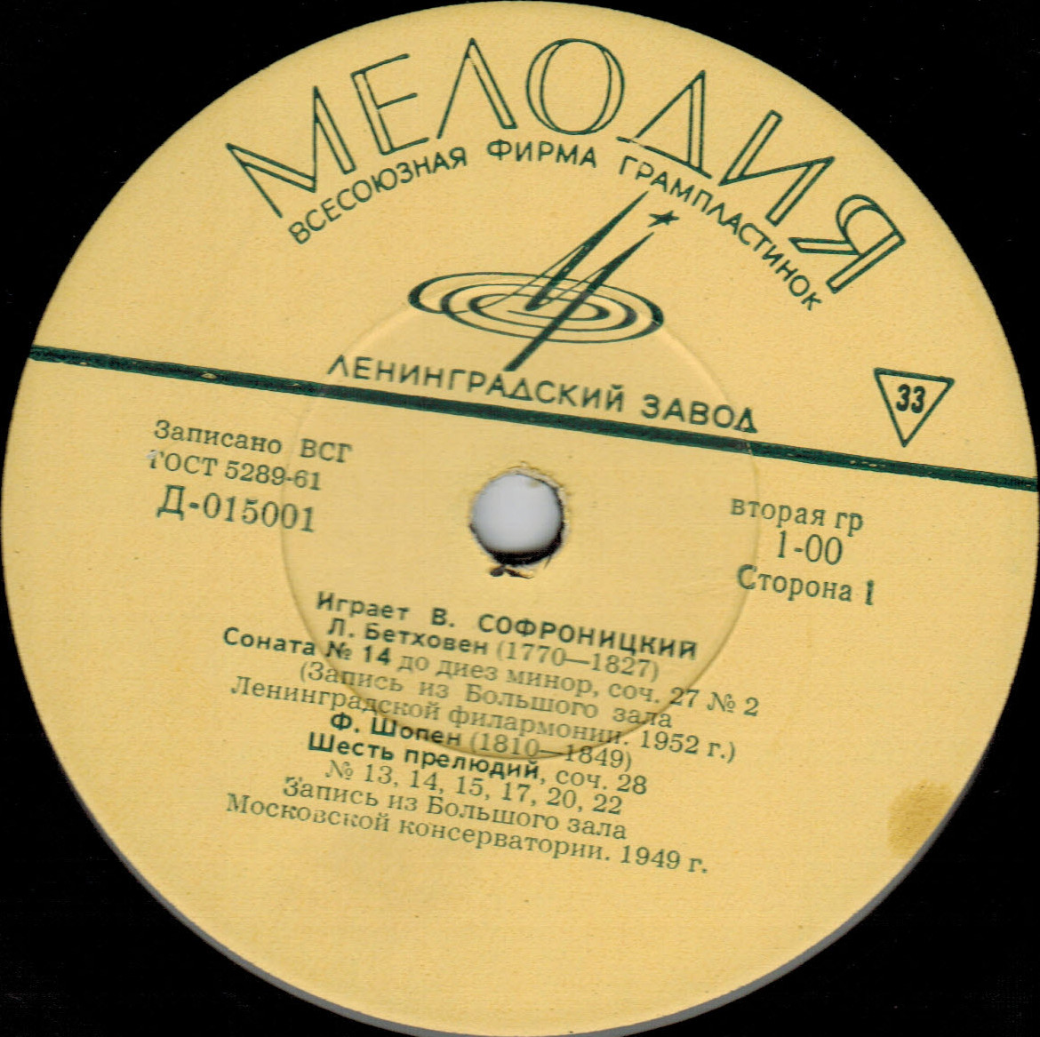 В. СОФРОНИЦКИЙ (ф-но)