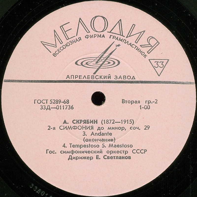А. СКРЯБИН Симфония № 2 (ГСО СССР, Е. Светланов)