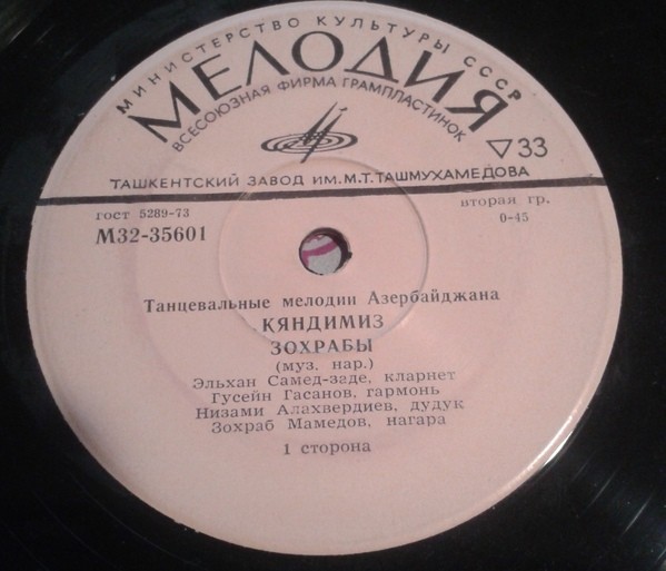 ИНСТР. КВАРТЕТ: Э. Самед-заде (кларнет), Г. Гасанов (гармоника), Н. Алахвердиев (дудук), 3. Мамедов (нагара).