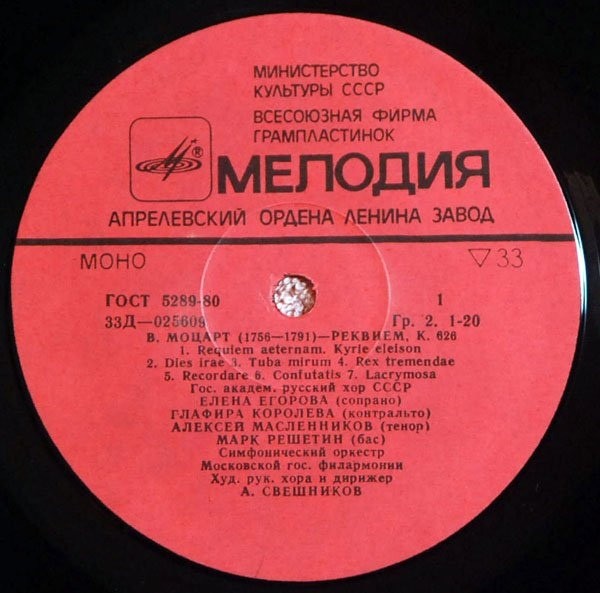 В. А. МОЦАРТ (1756-1791) «Реквием» — А. Свешников