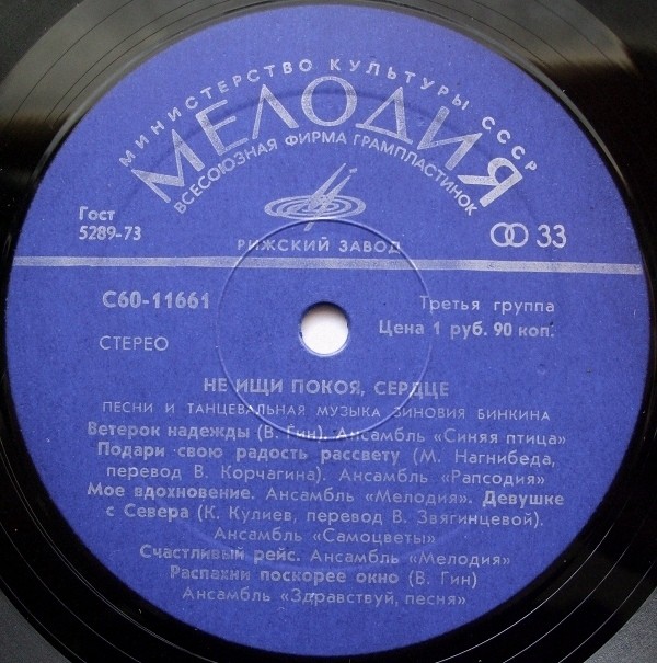 "Не ищи покоя, сердце". Песни и танцевальная музыка Зиновия БИНКИНА