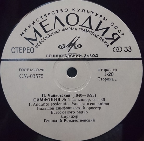 П. ЧАЙКОВСКИЙ (1840–1893): Симфония № 4 фа минор,  соч.36 (Г. Рождественский)