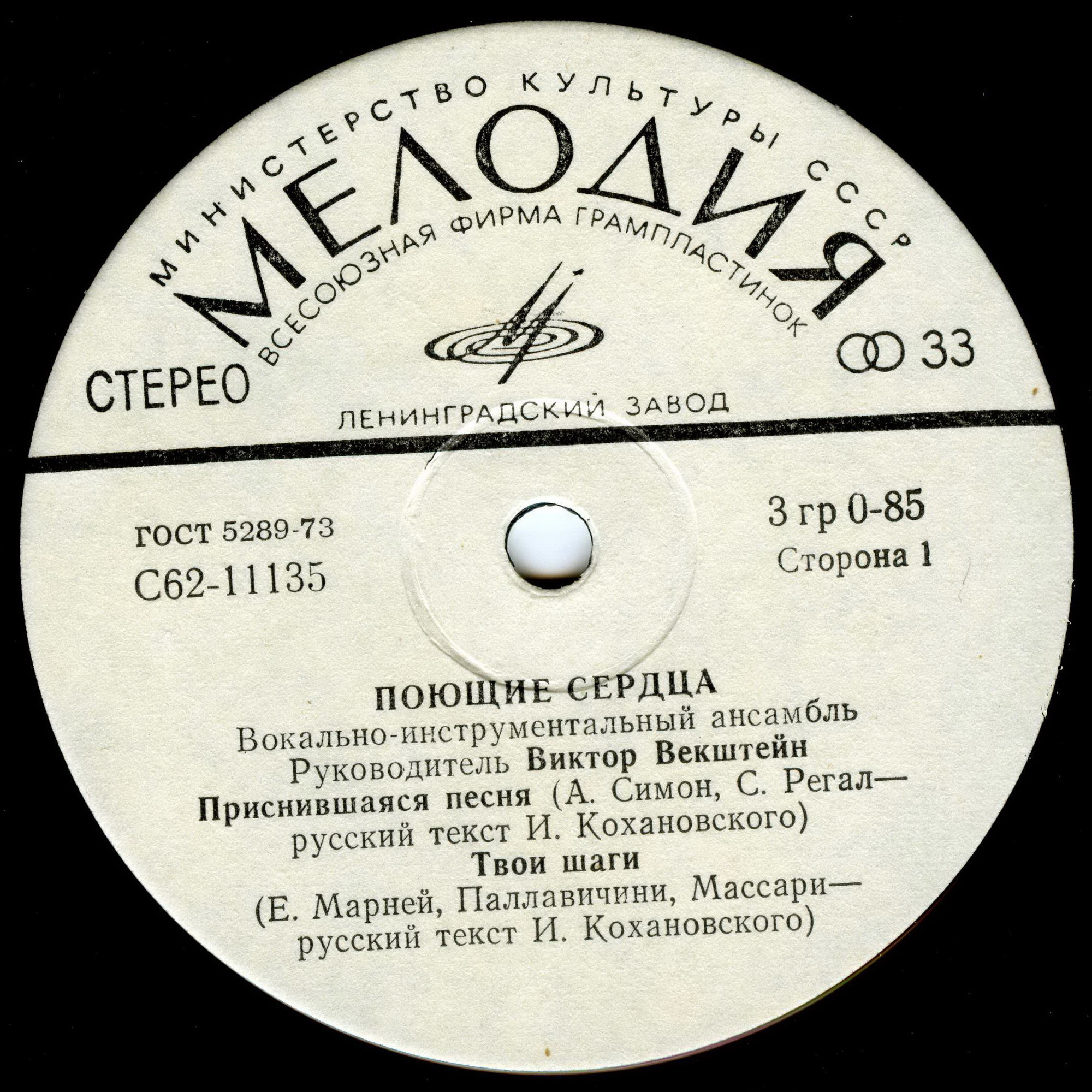 ВИА «ПОЮЩИЕ СЕРДЦА». Руководитель Виктор Векштейн