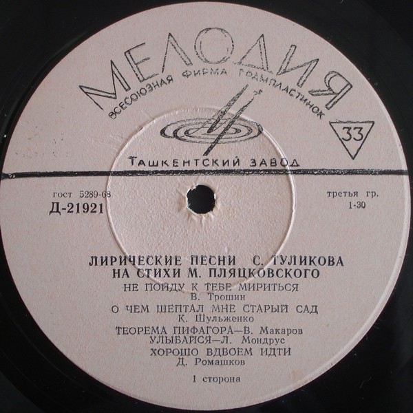 С. ТУЛИКОВ (1914–2004) «Лирические песни на слова М. Пляцковского»