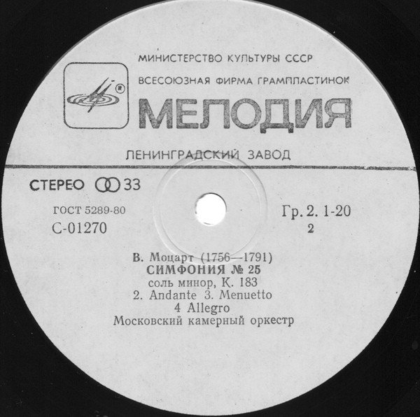 В. Моцарт: Симфонии №№ 22 и 25 (Рудольф Баршай)