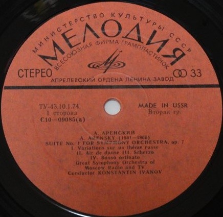 А. АРЕНСКИЙ. Сюиты для симф. оркестра