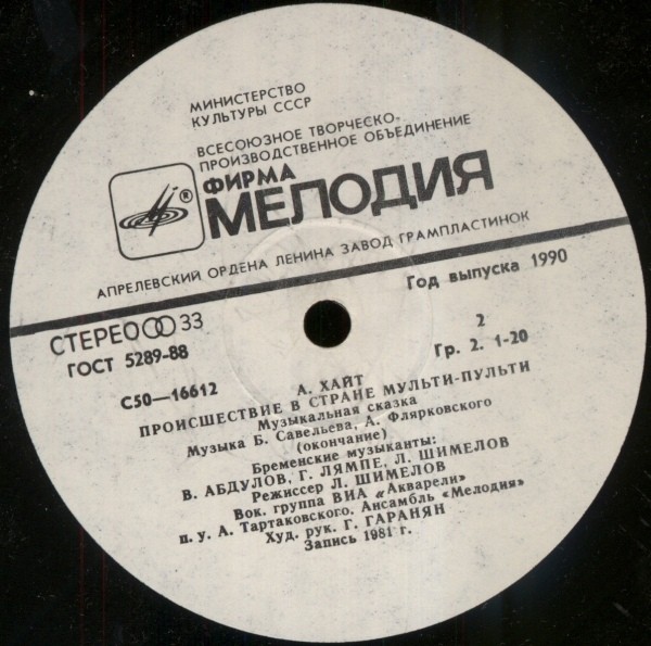 А. ХАЙТ: Происшествие в стране Мульти-Пульти (музыкальная сказка)