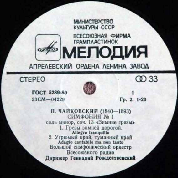 П. ЧАЙКОВСКИЙ (1840–1893): Симфония №1 соль минор, соч.13 (Г. Рождественский, БСО ВР)