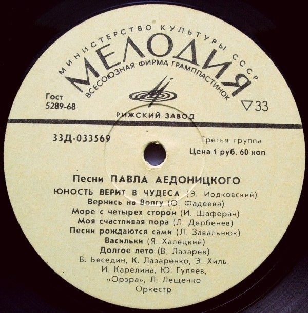 Песни Павла Аедоницкого