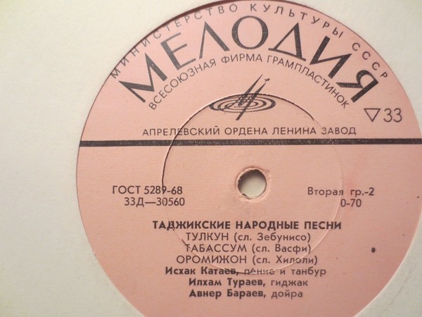 Таджикские народные песни. Исхак Катаев (на таджикском языке)