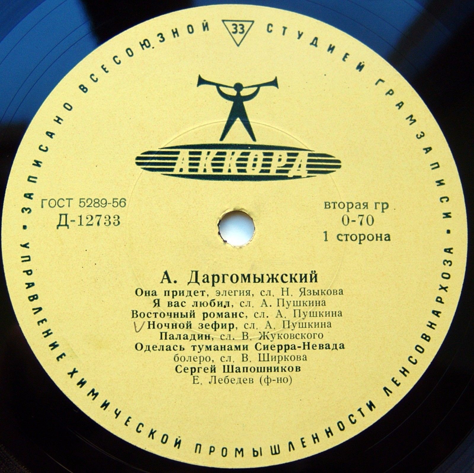 Сергей ШАПОШНИКОВ исполняет романсы А. Даргомыжского