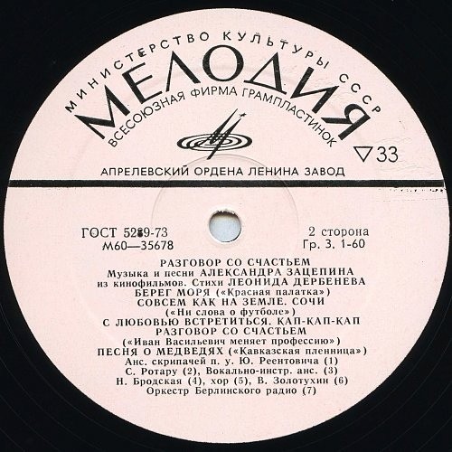 Александр Зацепин. Разговор со счастьем. Песни из кинофильмов