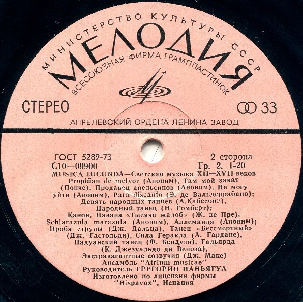 MUSICA IUCUNDA: Светская музыка XII-XVII веков (Ансамбль "Atrium musicae")