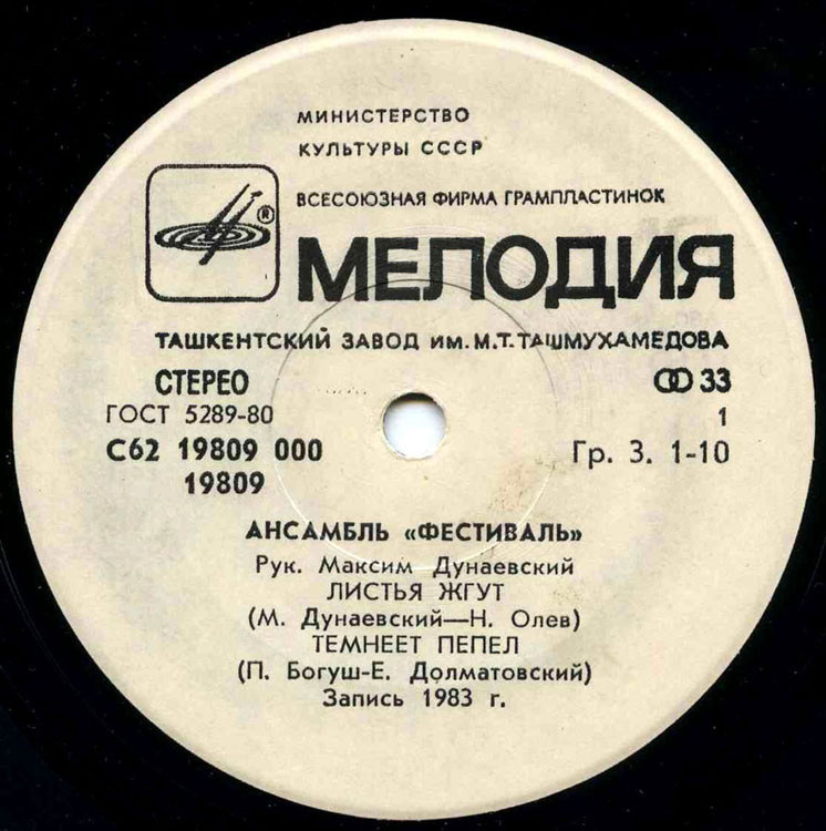 АНСАМБЛЬ «ФЕСТИВАЛЬ», рук. М. Дунаевский