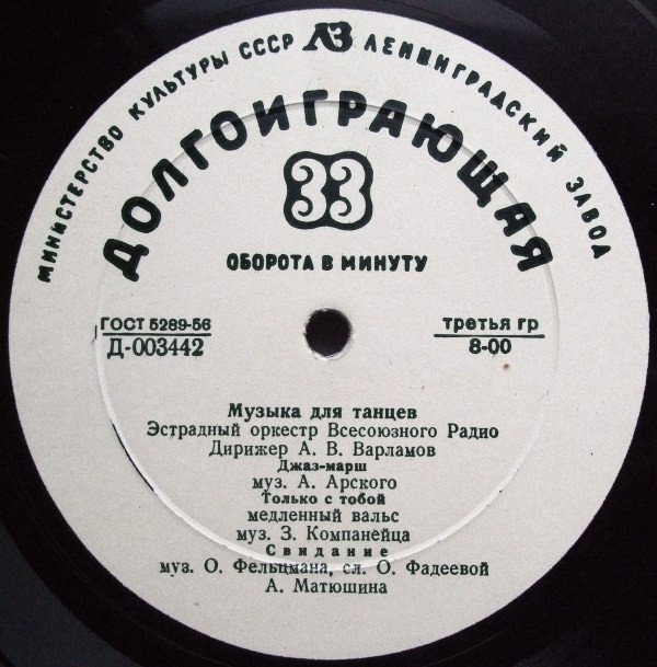 Эстрадный оркестр Всесоюзного радио, дирижер А. Варламов