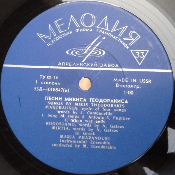 М. ТЕОДОРАКИС (1925—2021): Песни Микиса Теодоракиса (М. Фарандури)