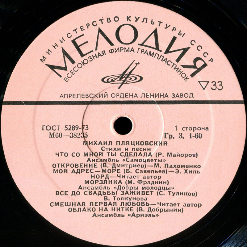 Михаил ПЛЯЦКОВСКИЙ. Стихи и песни