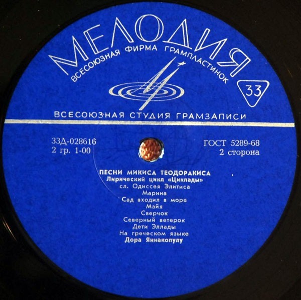М. ТЕОДОРАКИС (1925—2021): Песни Микиса Теодоракиса (Д. Яннакопулу)