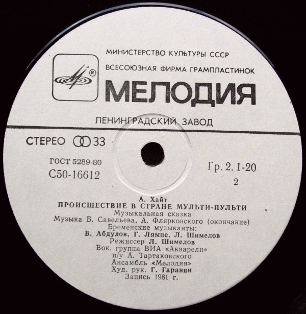 А. ХАЙТ: Происшествие в стране Мульти-Пульти (музыкальная сказка)