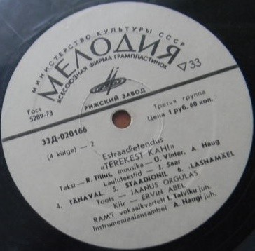 ТООТС и КИЙР В ТАЛЛИНЕ (Terekest Kah!): Эстрадная композиция (на эстонском языке)
