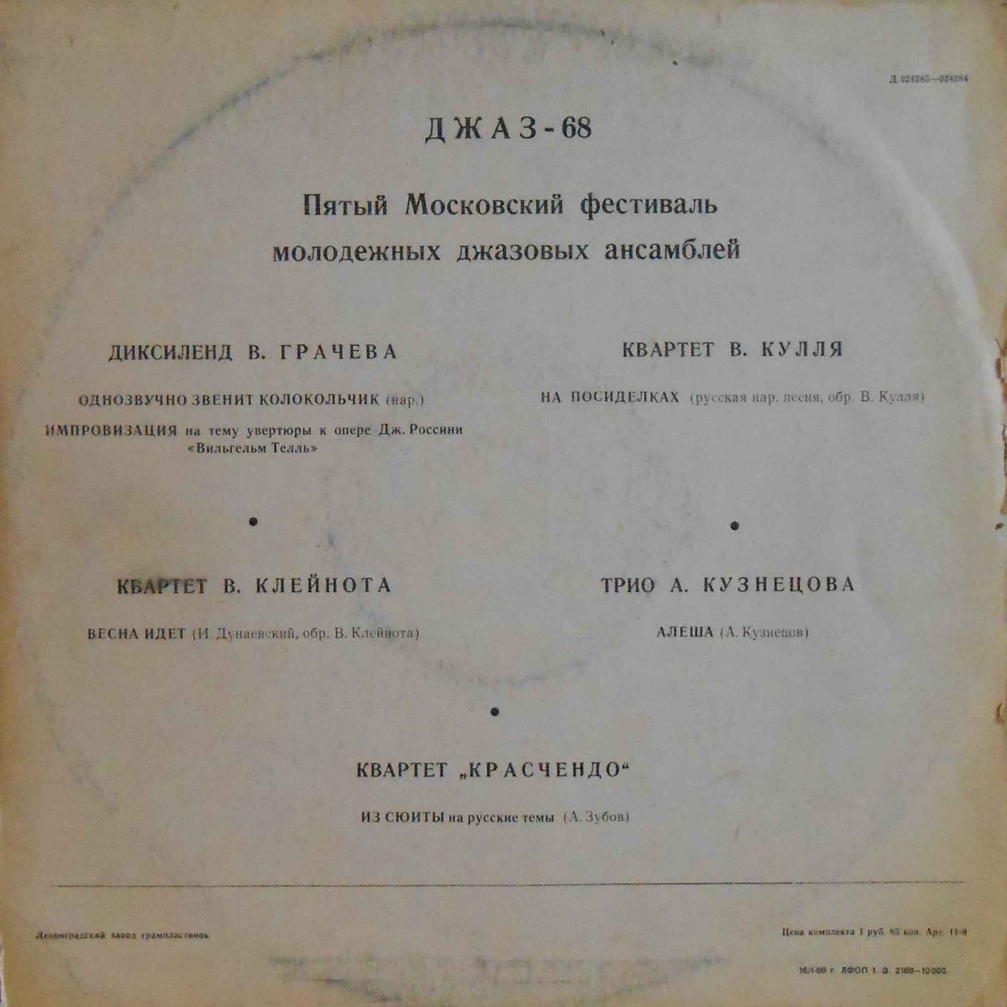 «ДЖАЗ-68». Пятый Московский фестиваль молодежных джазовых ансамблей