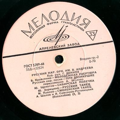 РУССКИЙ НАР. ОРКЕСТР им. В. АН­ДРЕЕВА