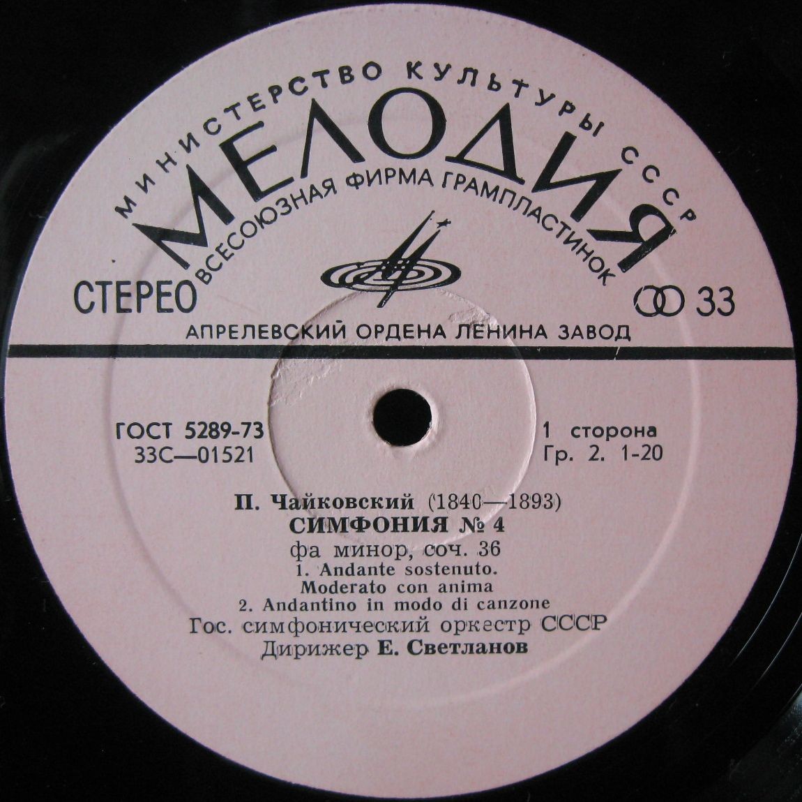 П. Чайковский: Симфония № 4 фа минор, соч. 36 (ГСО СССР, Е. Светланов)