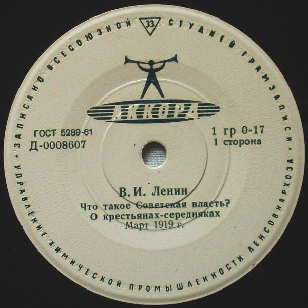 В.И. ЛЕНИН. Речи, записанные на граммофонные пластинки в 1919 и 1920 годах