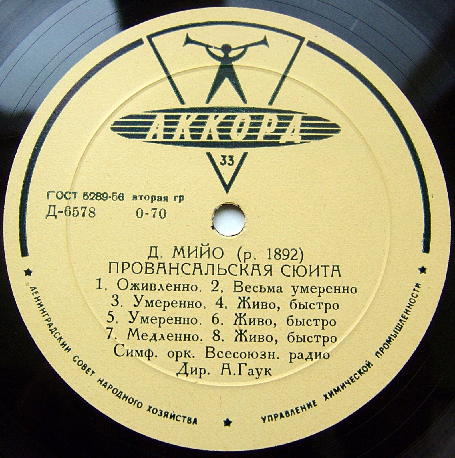 Ж. Бизе: Увертюра "Отечество" / Д. Мийо: Провансальская сюита (БСО, А. Гаук)