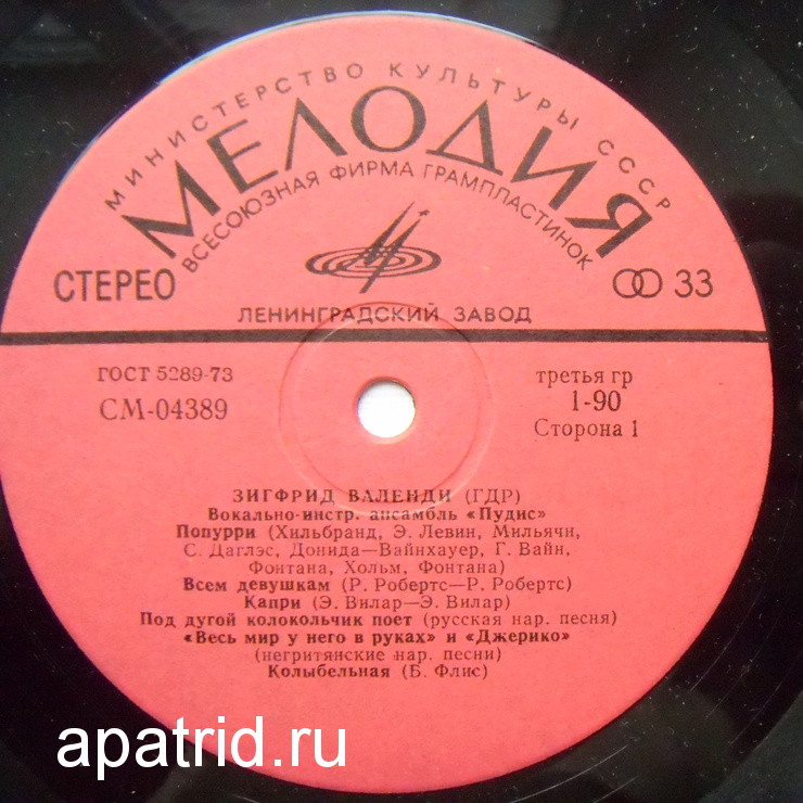 Зигфрид ВАЛЕНДИ (ГДР). ВИА «ПУДИС»
