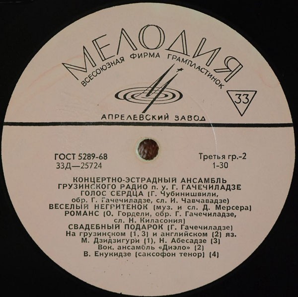 КОНЦЕРТНО-ЭСТРАДНЫИ АНСАМБЛЬ ГРУЗИНСКОГО РАДИО п/у Г. ГАЧЕЧИЛАДЗЕ