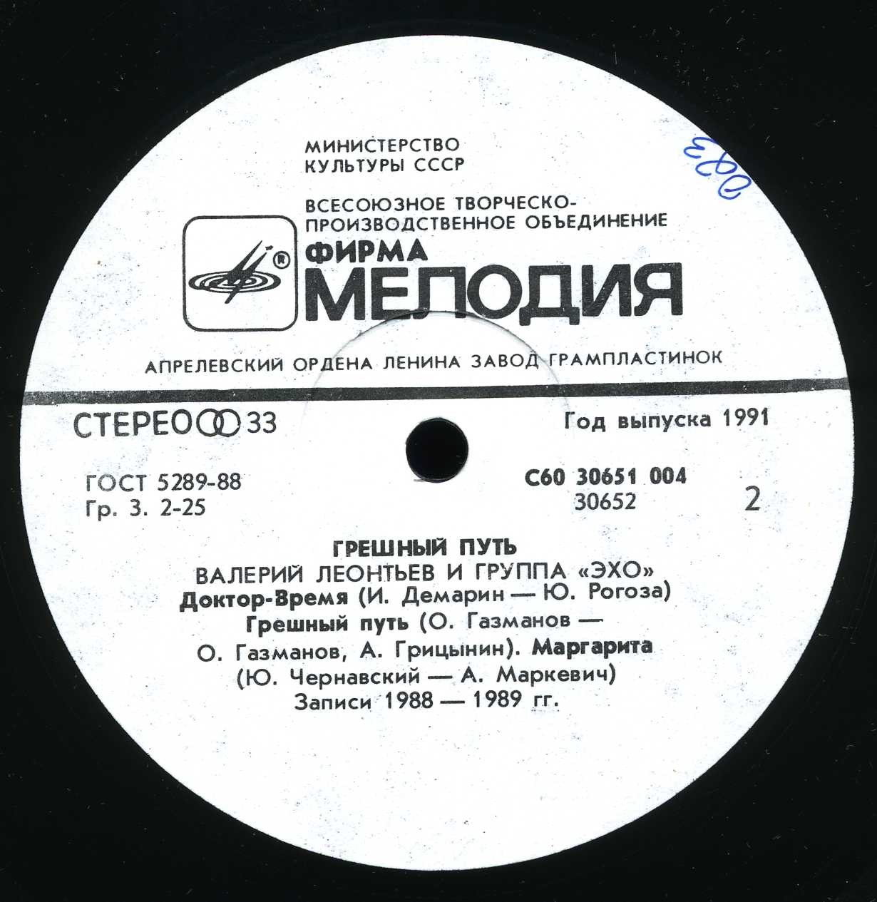 Валерий ЛЕОНТЬЕВ. «Грешный путь»