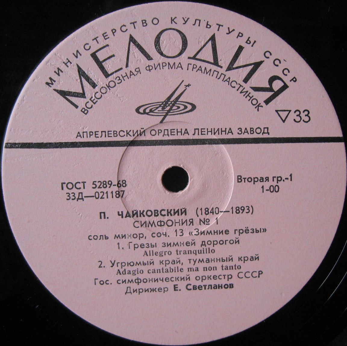 П. ЧАЙКОВСКИЙ Симфония № 1 соль минор, соч. 13 "Зимние грезы" (ГСО СССР, Е. Светланов)