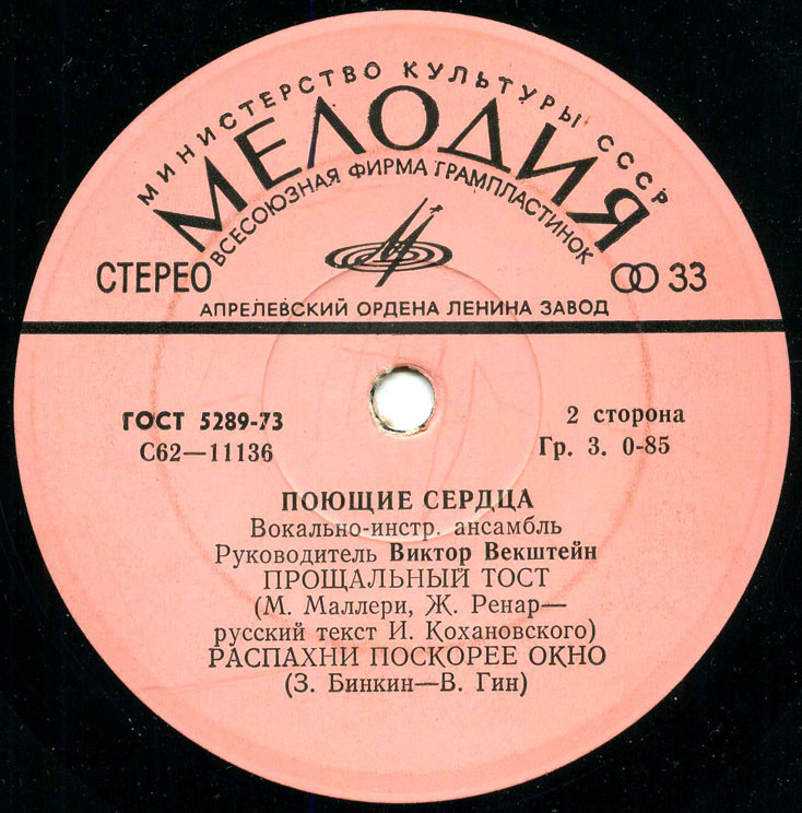 ВИА «ПОЮЩИЕ СЕРДЦА». Руководитель Виктор Векштейн