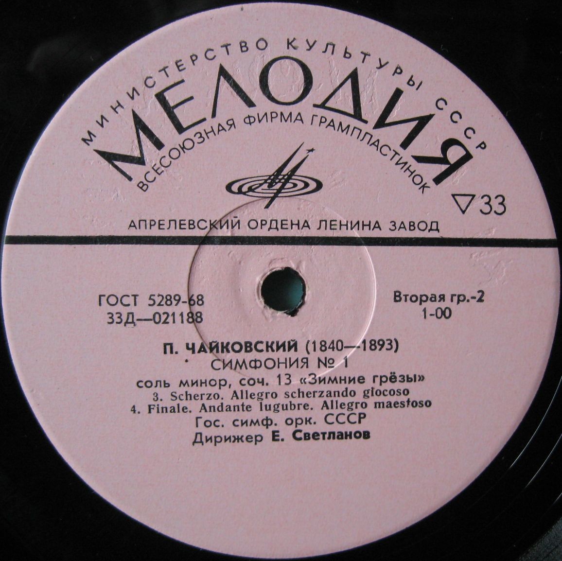 П. ЧАЙКОВСКИЙ Симфония № 1 соль минор, соч. 13 "Зимние грезы" (ГСО СССР, Е. Светланов)