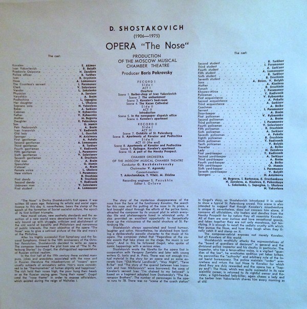 Д. Шостакович: Опера «Нос»