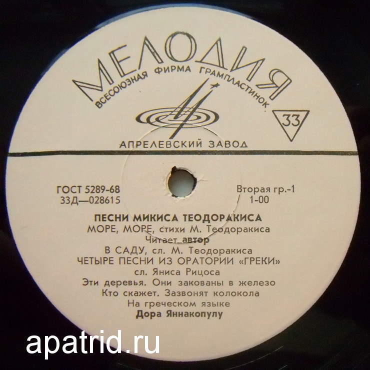 М. ТЕОДОРАКИС (1925—2021): Песни Микиса Теодоракиса (Д. Яннакопулу)