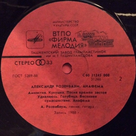 Александр РОЗЕНБАУМ. «Анафема»